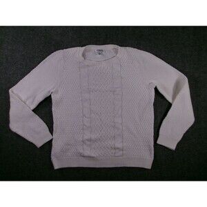 Croft Barrow Sweater Mens L Cable Knit Crewneck Cotton Ivory Pullover Casual